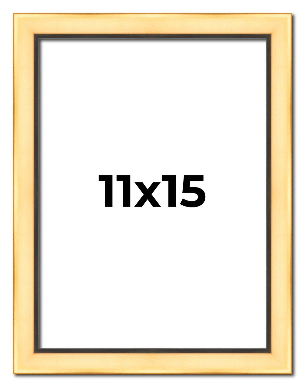 11x15 Simple Gold Picture Frame - UV Acrylic, Foam Board Backing, Hanging Hardware
